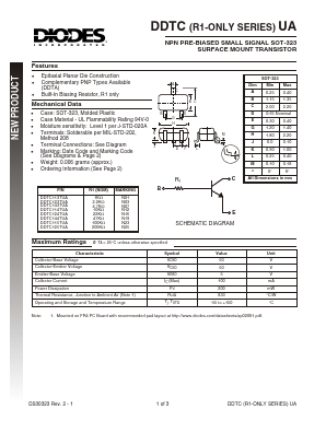 DDTC143TUA-7 Datasheet PDF Diodes Incorporated.