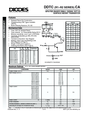 DDTC143XCA-7 Datasheet PDF Diodes Incorporated.