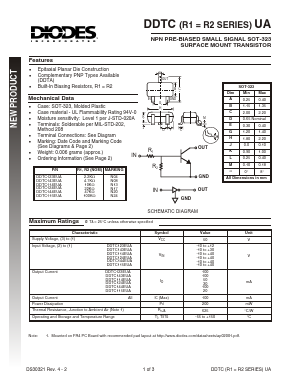 DDTC143EUA-7 Datasheet PDF Diodes Incorporated.