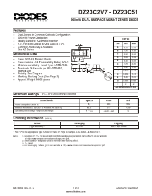 DZ23C2V7 Datasheet PDF Diodes Incorporated.