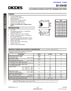 B140HB Datasheet PDF Diodes Incorporated.