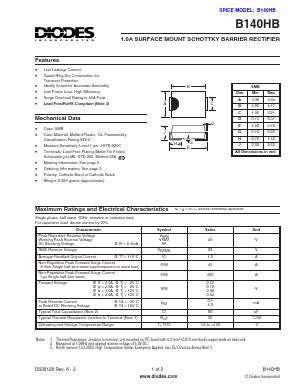 B140HB Datasheet PDF Diodes Incorporated.