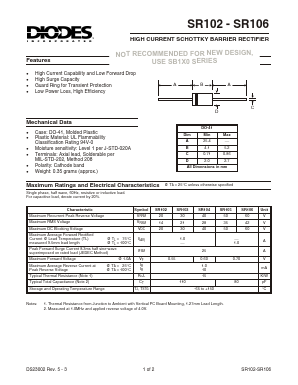 SR105 Datasheet PDF Diodes Incorporated.