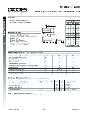 SDM20E40C Datasheet PDF Diodes Incorporated.
