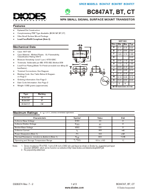 BC847AT Datasheet PDF Diodes Incorporated.