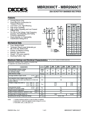 MBR2040CT Datasheet PDF Diodes Incorporated.