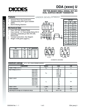 DDA144EU Datasheet PDF Diodes Incorporated.