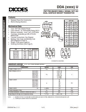 DDA144EU Datasheet PDF Diodes Incorporated.