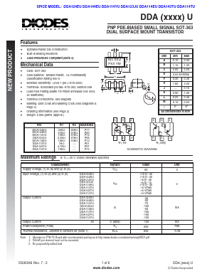 DDA123JU Datasheet PDF Diodes Incorporated.