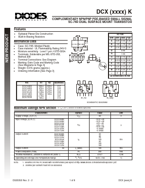 DCX114TK Datasheet PDF Diodes Incorporated.
