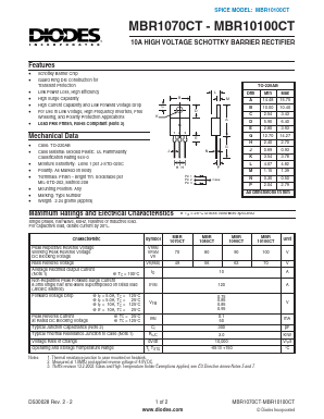 MBR1090CT Datasheet PDF Diodes Incorporated.