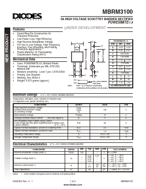 MBRM3100 Datasheet PDF Diodes Incorporated.