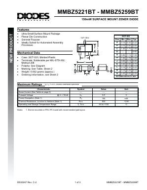 MMBZ5246BT-7 Datasheet PDF Diodes Incorporated.