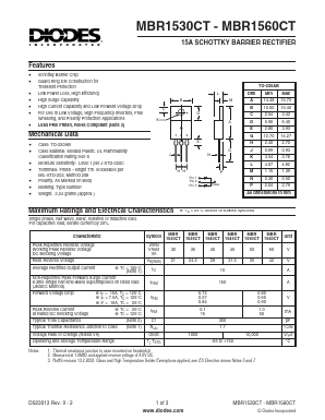 MBR1530CT Datasheet PDF Diodes Incorporated.