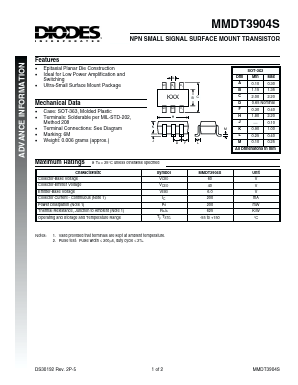 MMDT3904S Datasheet PDF Diodes Incorporated.