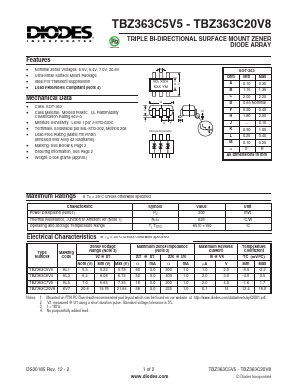 TBZ363C5V5-7-F Datasheet PDF Diodes Incorporated.