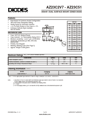 AZ23C3V3-7 Datasheet PDF Diodes Incorporated.