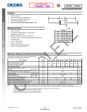 UF3007-B Datasheet PDF Diodes Incorporated.