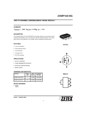 ZXMP10A18GTA Datasheet PDF Diodes Incorporated.