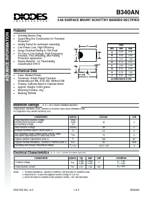 B340AN Datasheet PDF Diodes Incorporated.