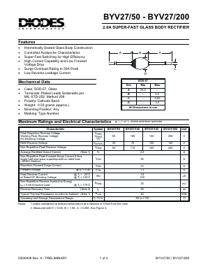 BYV27/50 Datasheet PDF Diodes Incorporated.