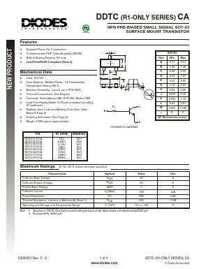 DDTC144TCA-7-F Datasheet PDF Diodes Incorporated.