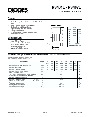RS401L Datasheet PDF Diodes Incorporated.