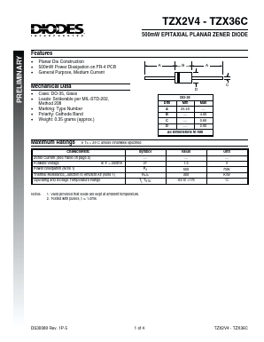 TZX2V4A Datasheet PDF Diodes Incorporated.