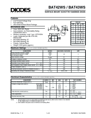 BAT42WS-7 Datasheet PDF Diodes Incorporated.