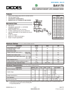 BAV170 Datasheet PDF Diodes Incorporated.