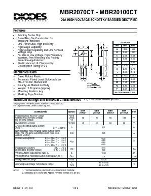 MBR2070CT Datasheet PDF Diodes Incorporated.