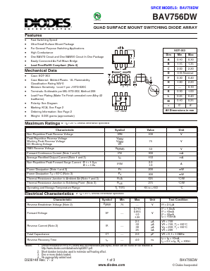 BAV756DW Datasheet PDF Diodes Incorporated.