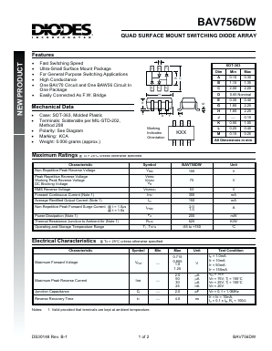BAV756DW Datasheet PDF Diodes Incorporated.