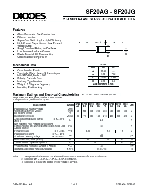 SF20AG Datasheet PDF Diodes Incorporated.