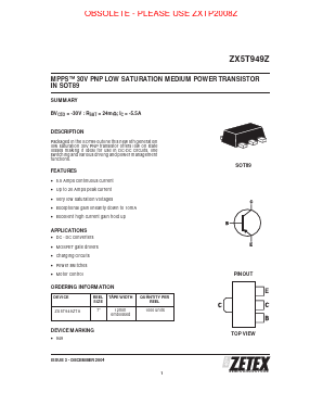 ZX5T949ZTA Datasheet PDF Diodes Incorporated.