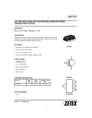 ZX5T3ZTA Datasheet PDF Diodes Incorporated.