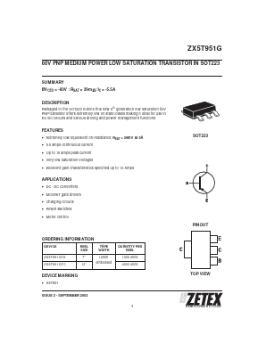 ZX5T951GTA Datasheet PDF Diodes Incorporated.