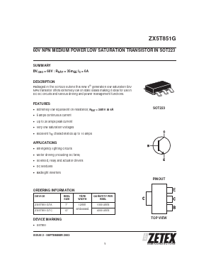 ZX5T851G Datasheet PDF Diodes Incorporated.