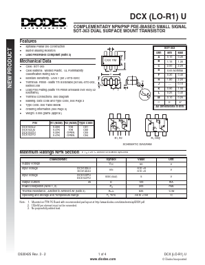 DCX142TU Datasheet PDF Diodes Incorporated.