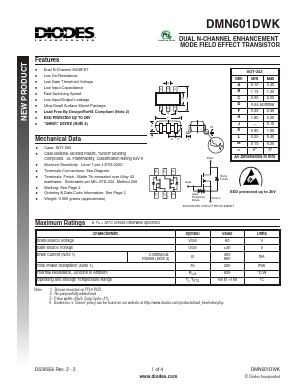 DMN601DWK-7 Datasheet PDF Diodes Incorporated.