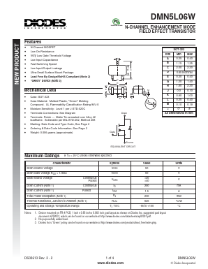 DMN5L06WK-7 Datasheet PDF Diodes Incorporated.