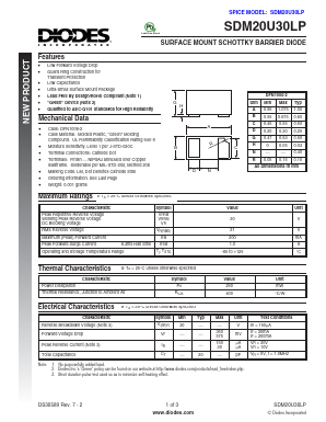 SDM20U30LP Datasheet PDF Diodes Incorporated.