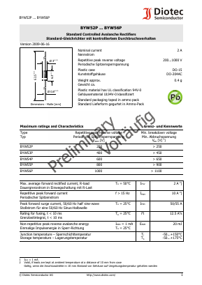 BYW52P Datasheet PDF Diotec Semiconductor Germany 