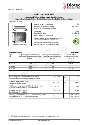 MURS320 Datasheet PDF Diotec Semiconductor Germany 