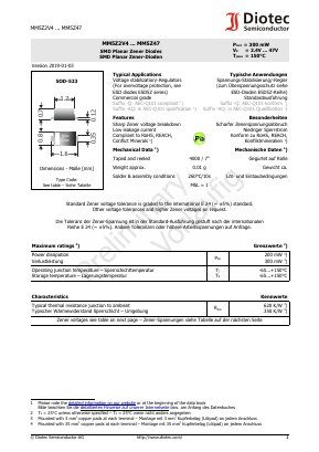 MM5Z2V4 Datasheet PDF Diotec Semiconductor Germany 
