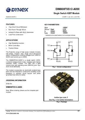 DIM800FSS12-A000 Datasheet PDF Dynex Semiconductor
