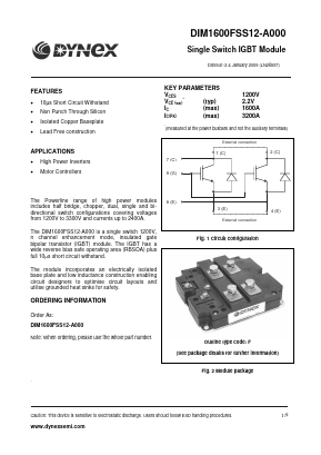 DIM1600FSS12-A000 Datasheet PDF Dynex Semiconductor