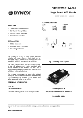 DIM200WBS12-A000 Datasheet PDF Dynex Semiconductor