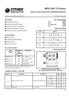 MP03HBP175-12 Datasheet PDF Dynex Semiconductor