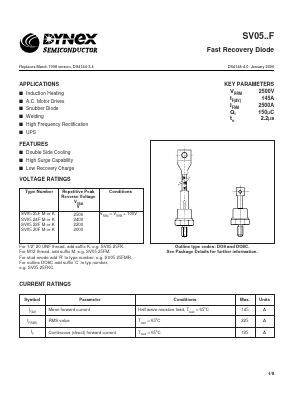 SV0525FK Datasheet PDF Dynex Semiconductor